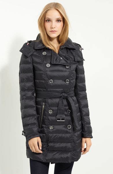 burberry brit black jacket strips|burberry brit winter down jacket.